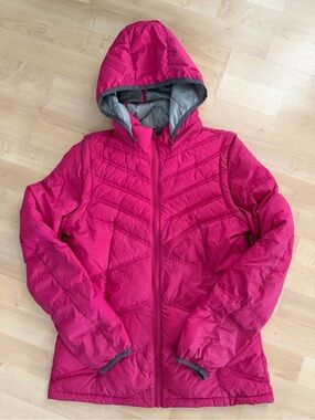 Esprit Pink Down Puffer Convertible Jacket Vest Women’s S